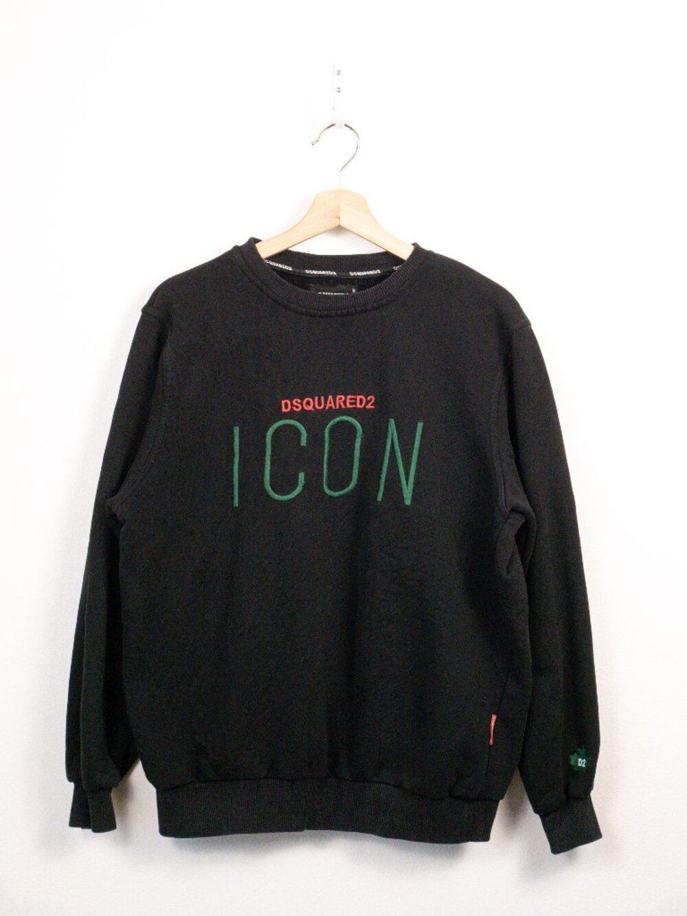 Dsquared2 Icon Outline Print Logo Crewneck Sweatshirt Black Green L